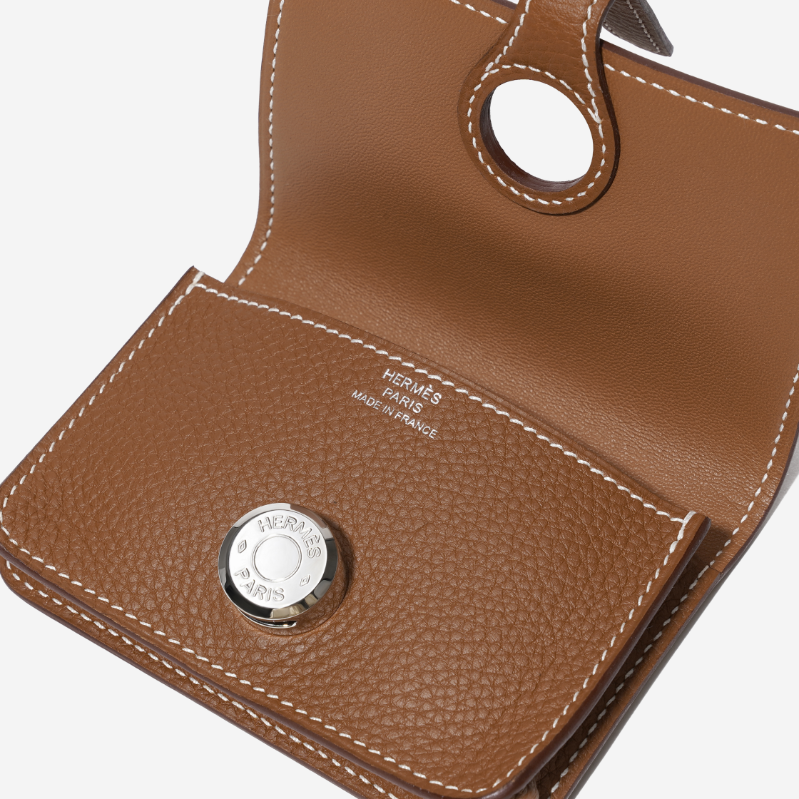 H044083CK37 Hermes Dogon Card Holder Togo & Palladium Gold - #5
