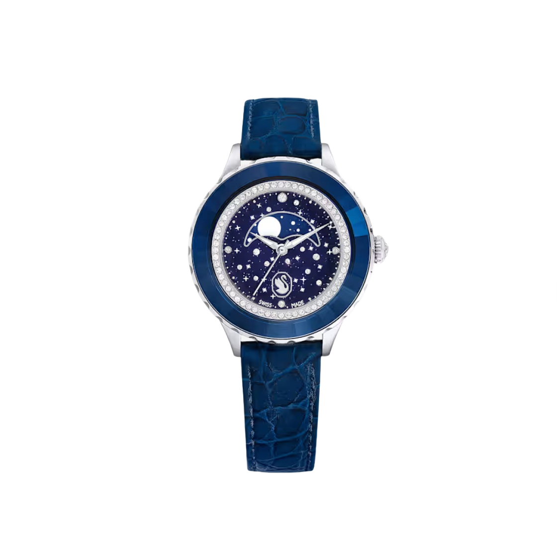 (W) 스와로브스키 옥테아 문 워치 블루 스테인리스 스틸((W) Swarovski Octea Moon Watch Blue Stainless Steel)