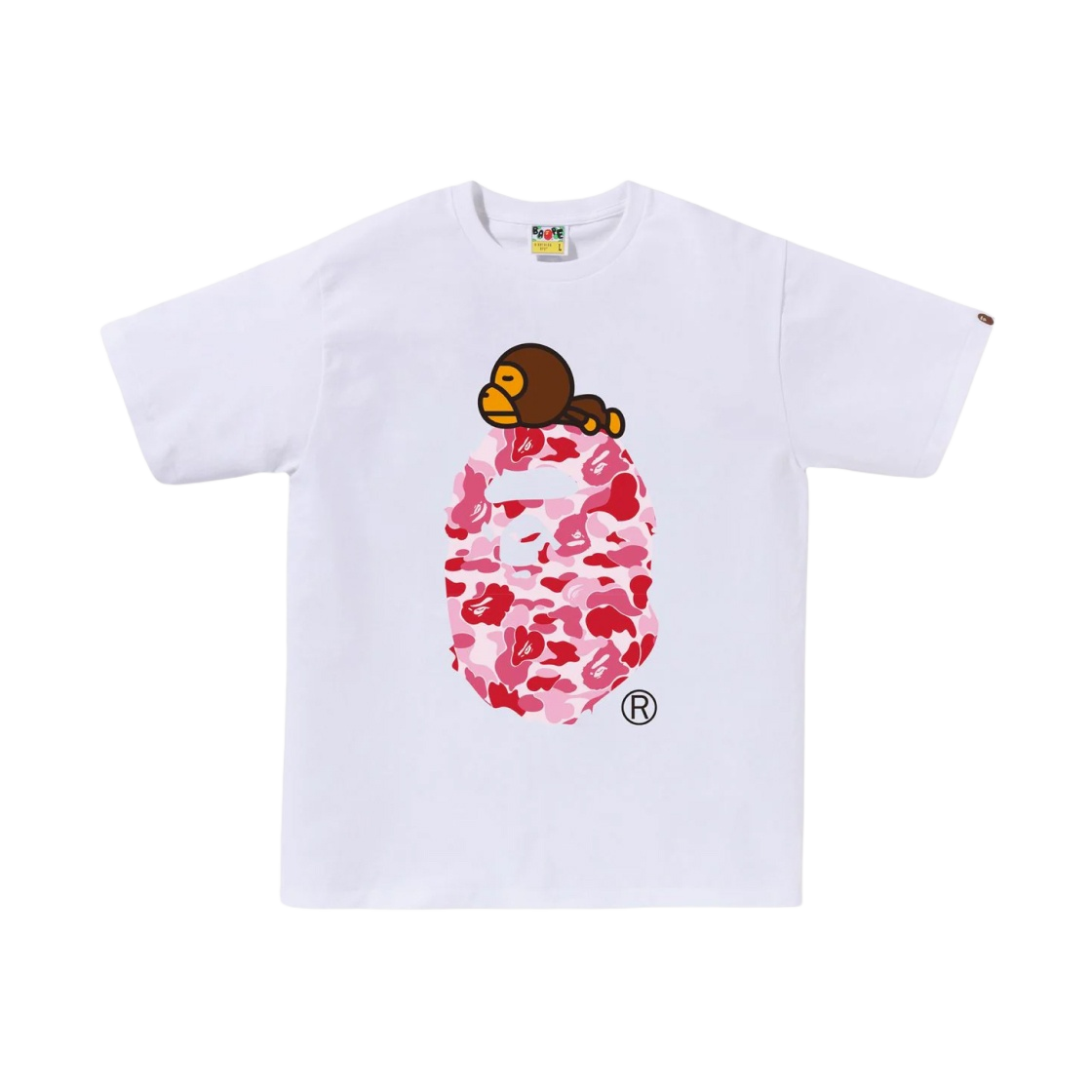 - BAPE ABC Camo Milo on Big Ape T-Shirt White Pink - 대표 이미지 #1