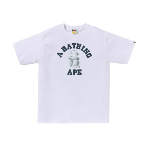 BAPE Bleached BAPE Check College T-Shirt White