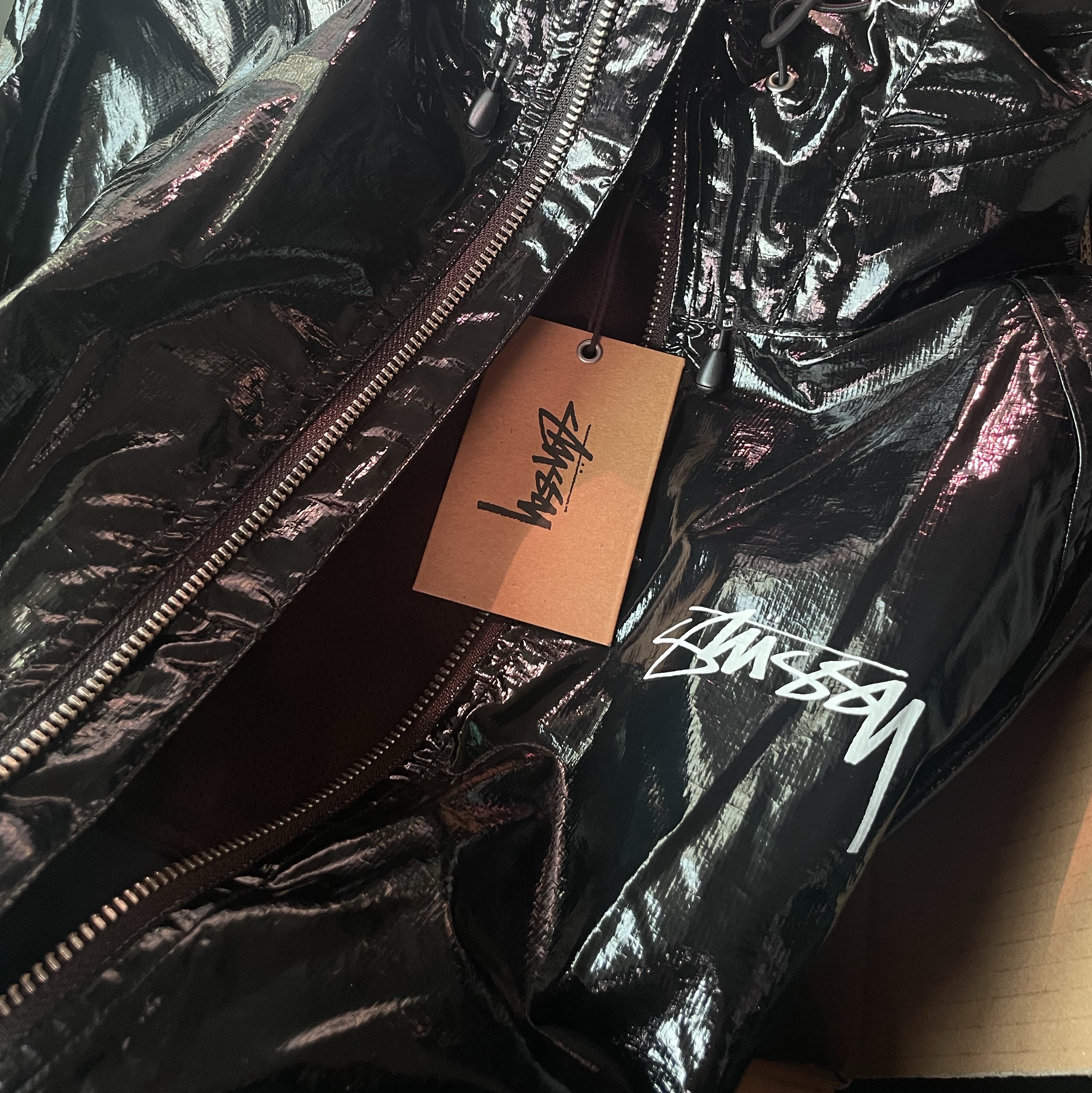 Stussy Beach Shell Coated Ripstop Black 착용 스타일 - 2