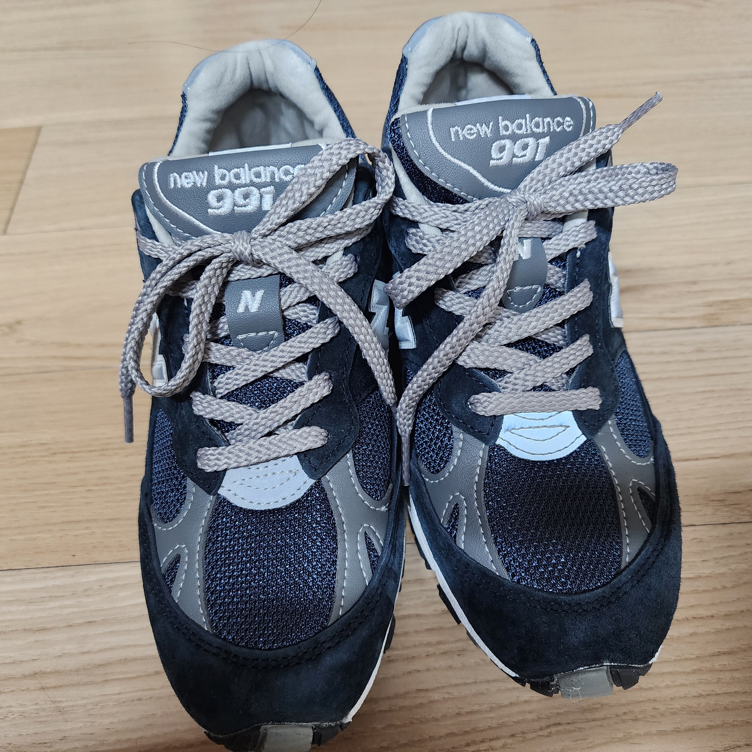 (W) New Balance 991 Made in UK Navy 착용 스타일 - 2