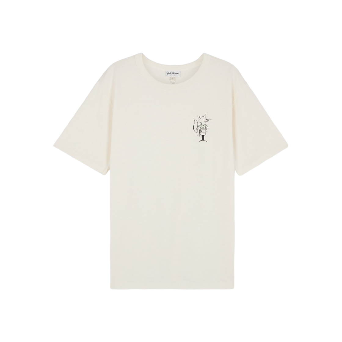SPCKHSMU00101-P709 Maison Kitsune Cafe Kitsune Hawaiian Dressed Fox Relax T-Shirt Tapioca - 대표 이미지 #1