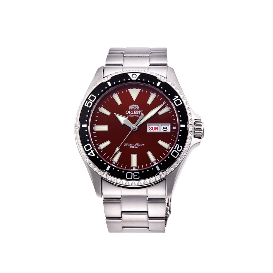 오리엔트 마코 41.8mm 오토메틱 스테인리스 스틸 레드 다이얼(Orient Mako 41.8mm Automatic Stainless Steel Red Dial)