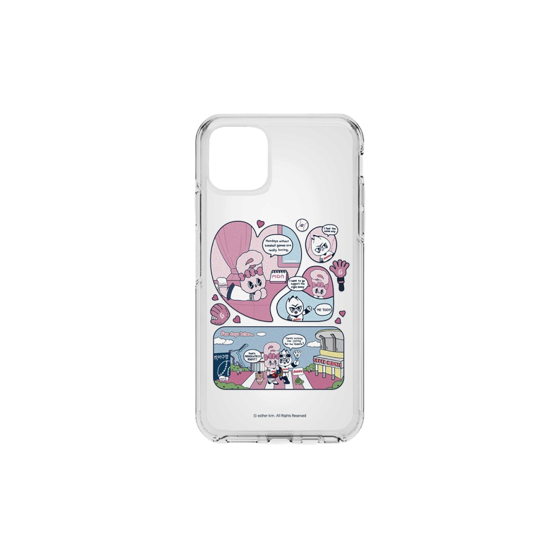 롯데 자이언츠 x 에스더 버니 카툰 젤 하드 폰 케이스 멀티컬러(Lotte Giants x Esther Bunny Cartoon Gel Hard Phone Case Multicolor) - 1