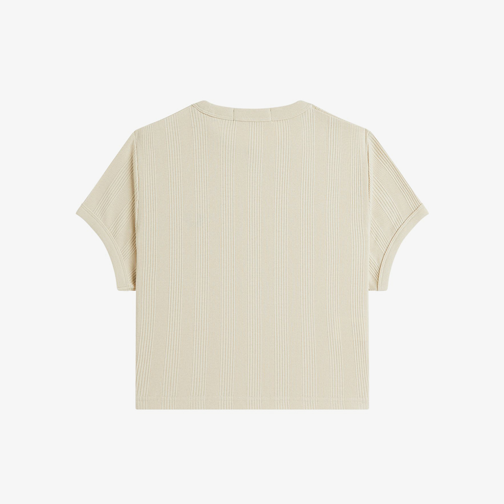 프레드페리 우먼즈 크롭 립 티셔츠 오트밀(Fred Perry Womens Cropped Ribbed T-Shirt Oatmeal) - 6