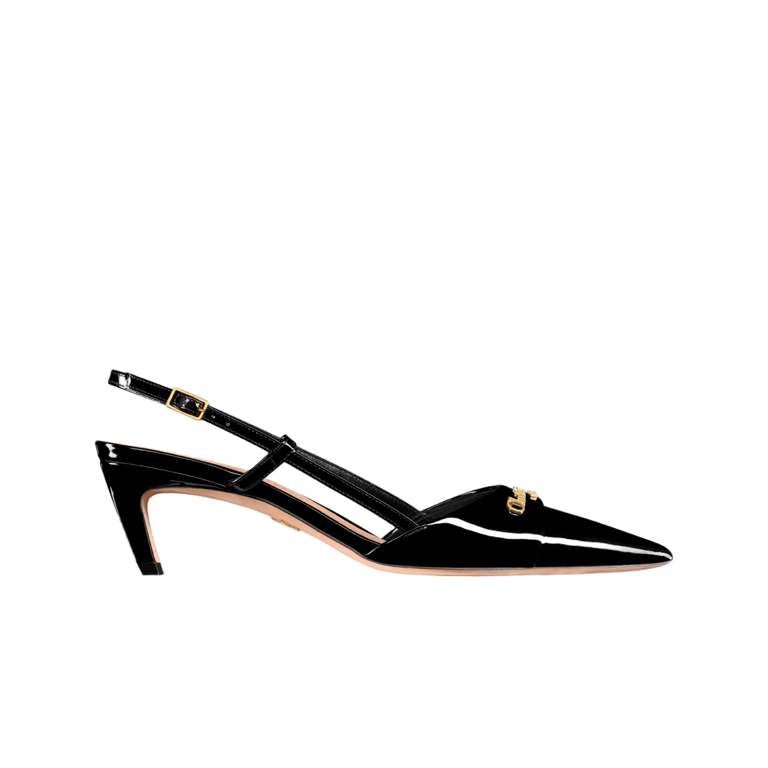 (W) 디올 마이 디올 슬링백 펌프 페이턴트 카프스킨 블랙((W) Dior My Dior Slingback Pump Patent Calfskin Black) - 1