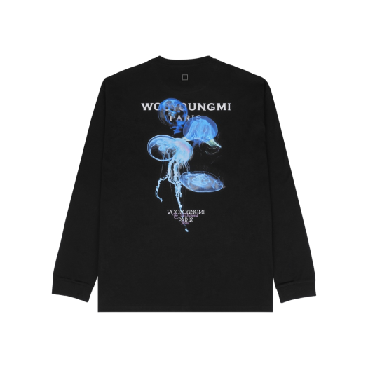 Wooyoungmi Luminous Jellyfish Back Logo Long Sleeve T-Shirt Black - 24SS