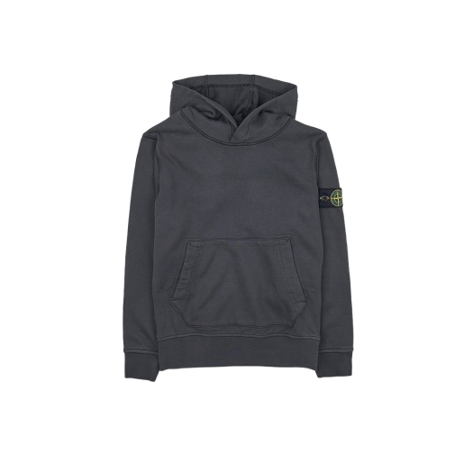 (Kids) Stone Island 61640 Cotton Fleece Hooded Sweatshirt Dark Grey - 23SS