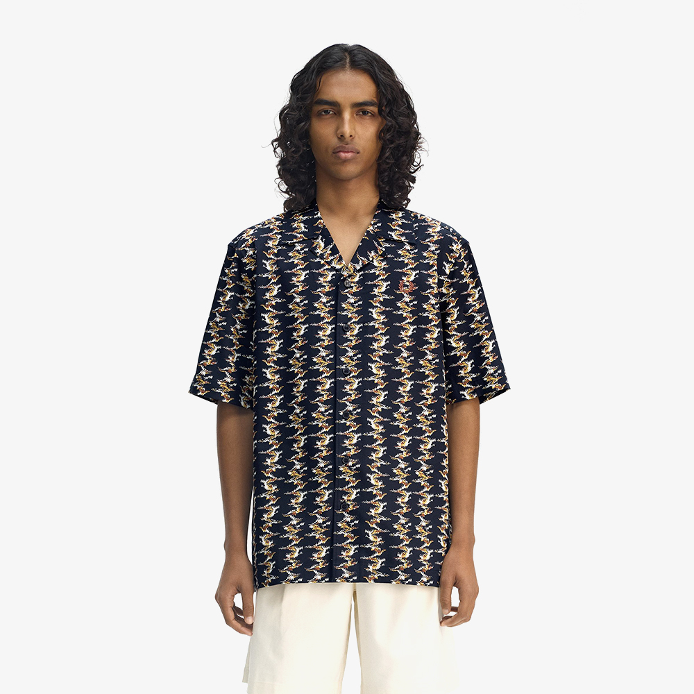 프레드페리 앱스트랙트 프린트 리비어 칼라 셔츠 네이비(Fred Perry Abstract Print Revere Collar Shirt Navy) - 2
