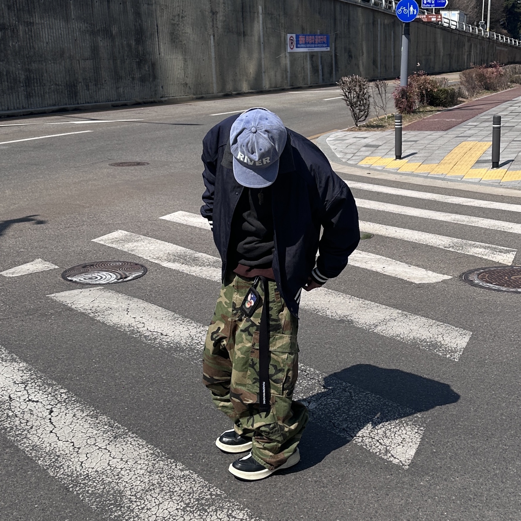 Converse x Drkshdw Turbowpn Black Cream, Peaceminusone O-Ring Belt #2 Black 착용 스타일