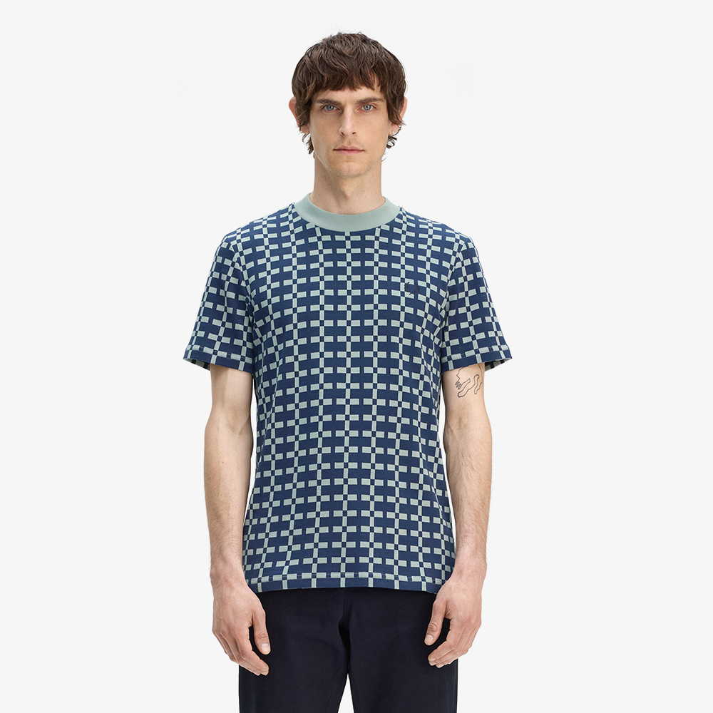 프레드페리 지오메트릭 자카드 티셔츠 실버 블루(Fred Perry Geometric Jacquard T-Shirt Silver Blue) - 2