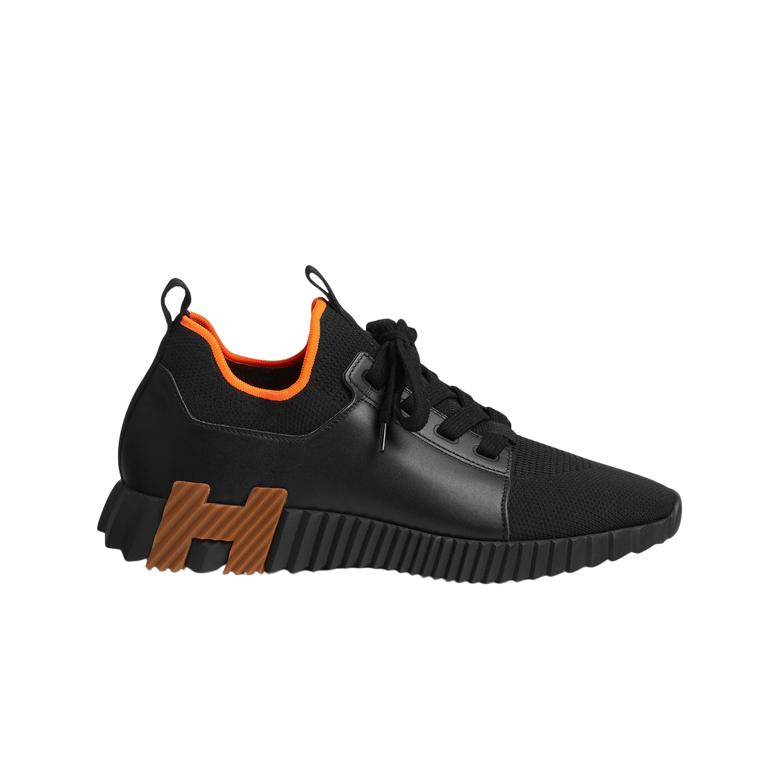 H212918ZH03 Hermes Depart Sneakers Knit Calfskin & Noir