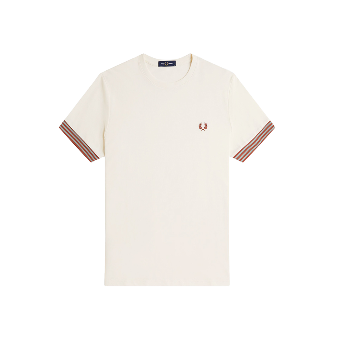 AFPM2517707-760 Fred Perry Striped Cuff T-Shirt Light Ecru