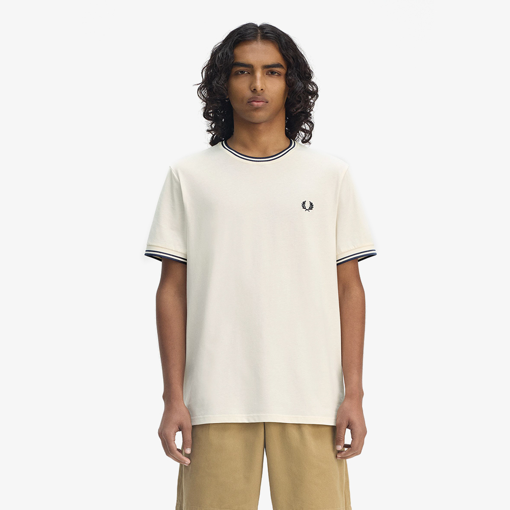 프레드페리 트윈 팁 티셔츠 에크루/테니스 블루(Fred Perry Twin Tipped T-Shirt Ecru/Tennis Blue) - 2
