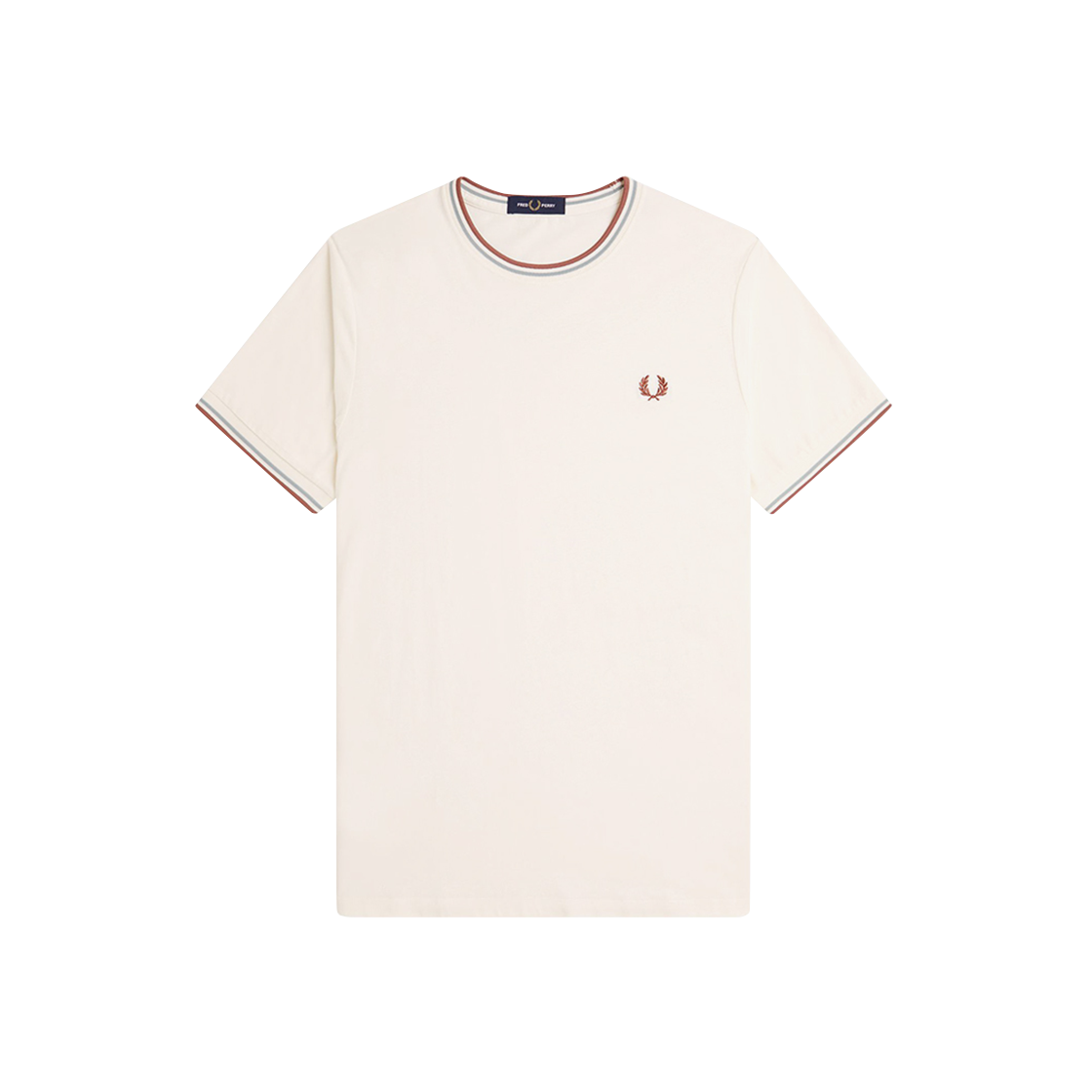 AFPM2511588-Y20 Fred Perry Twin Tipped T-Shirt Light Ecru/Silver Blue/Cinnamon