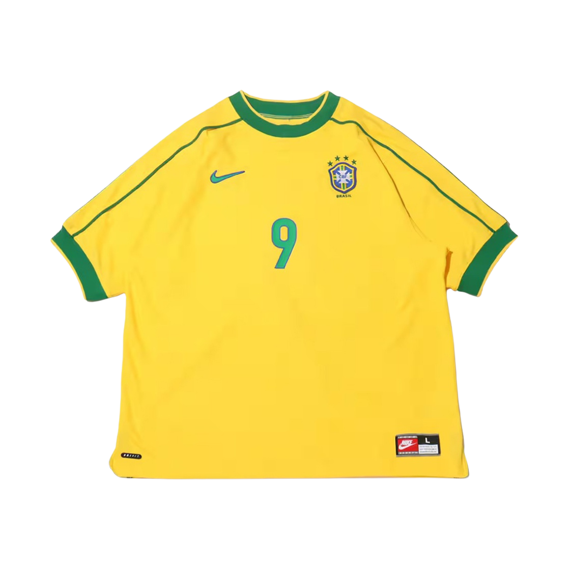 IB1155-741 Nike Brazil 1998 Reissue Soccer Replica Jersey Varsity Maize Ronaldo (Marking Ver.) - #2
