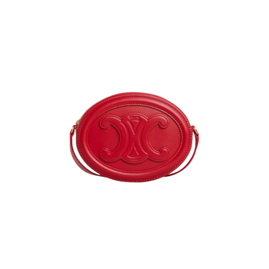 Celine Crossbody Oval Purse Cuir Triomphe in Smooth Calfskin Red