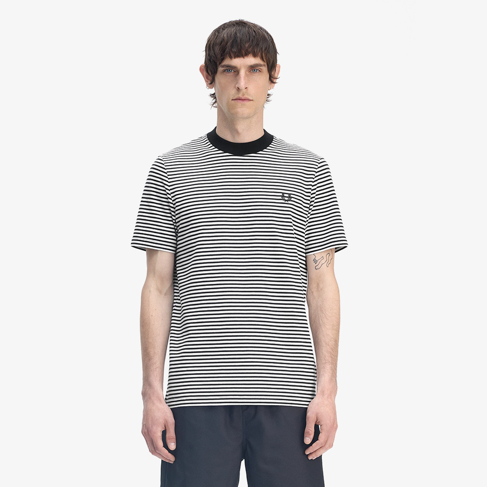 프레드페리 파인 스트라이프 티셔츠 네이비/스노우 화이트(Fred Perry Fine Stripe T-Shirt Navy/Snow White) - 2
