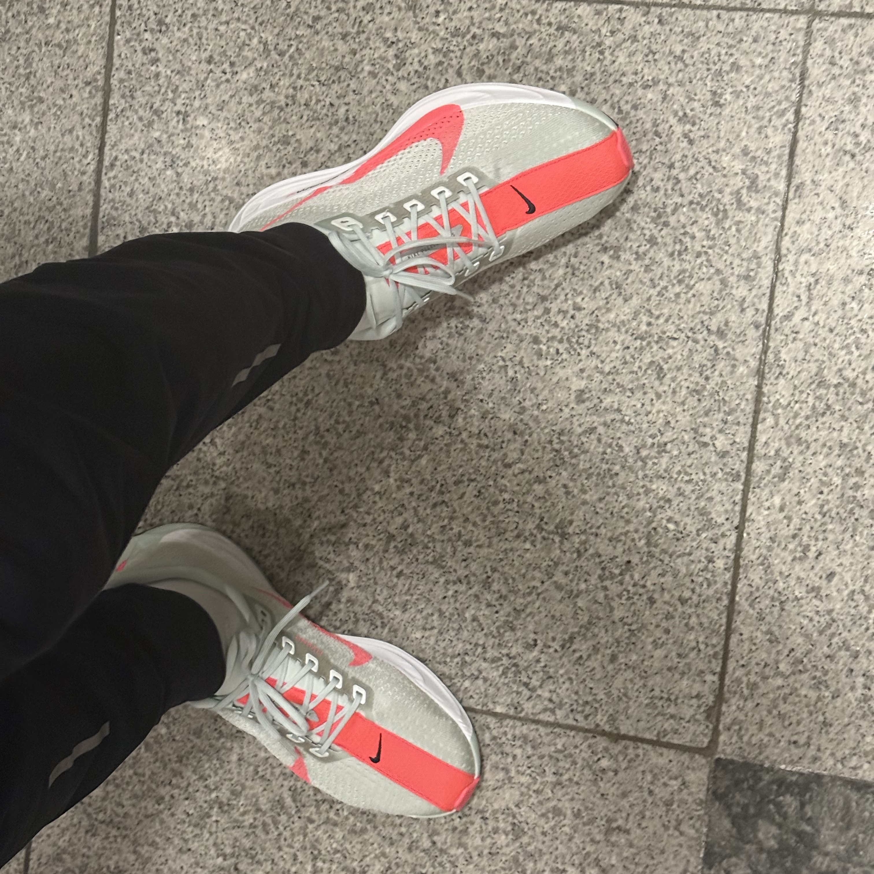 Nike Pegasus Plus Barely Grey Hot Punch 착용 스타일 - 1