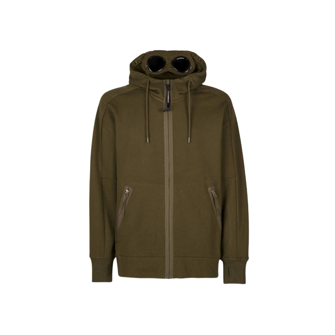 14CMSS082A005086W683 C.P. Company Diagonal Raised Fleece Goggle Hoodie Ivy Green - 23SS - 대표 이미지 #1