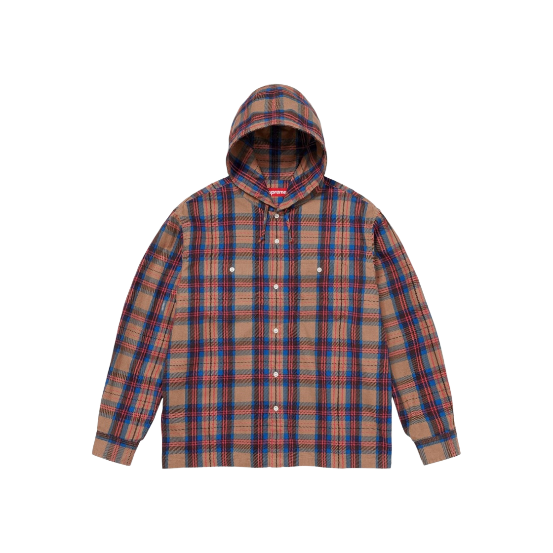 슈프림 프린티드 후드 플란넬 셔츠 탄 - 24SS | Supreme | KREAM