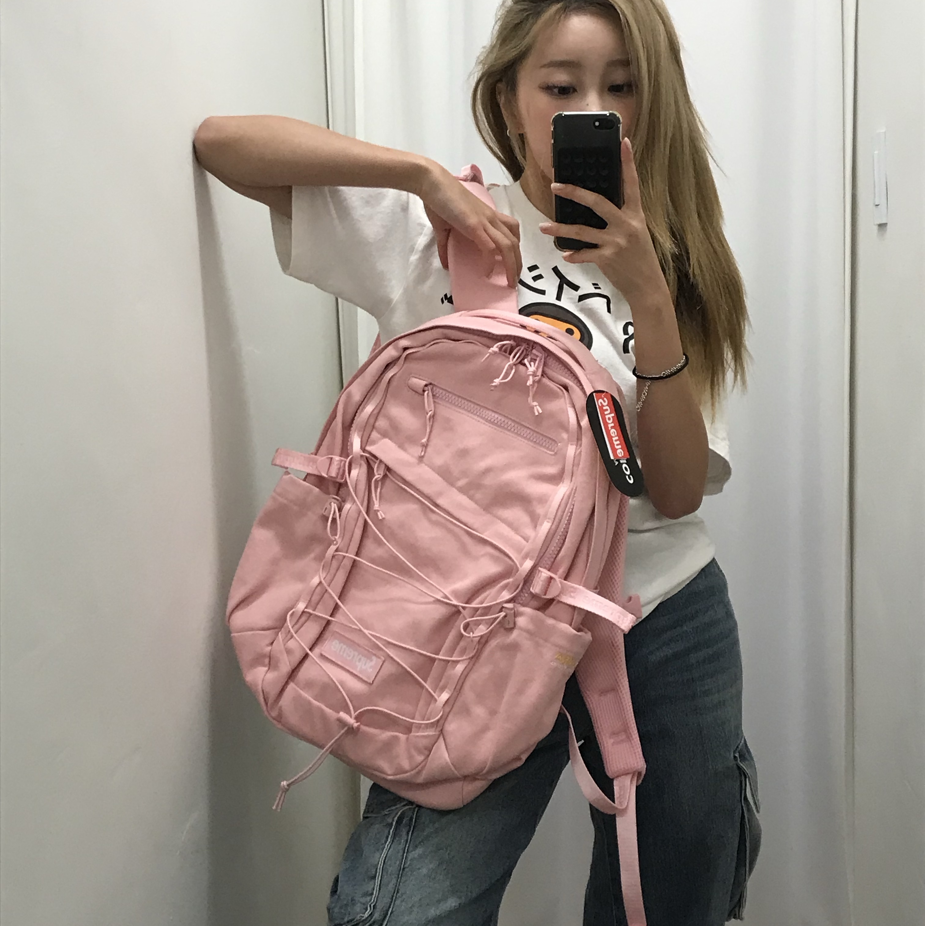 Supreme Backpack Light Pink - 25SS 착용 스타일 - 3