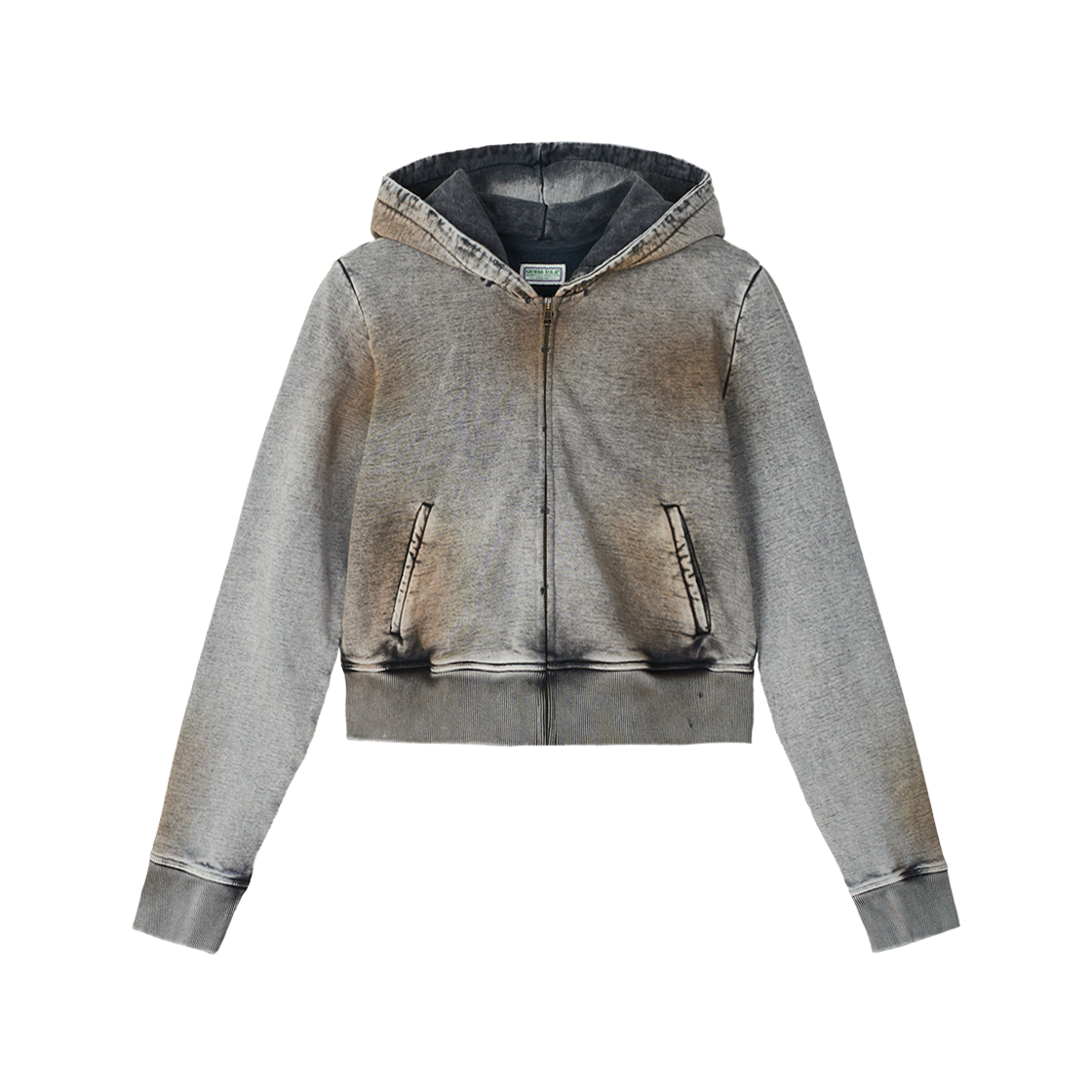 KW5BTSHGU07BR Guess USA Women Crystal Embellished Zip Hoodie Dirty Tan Wash - 25SS