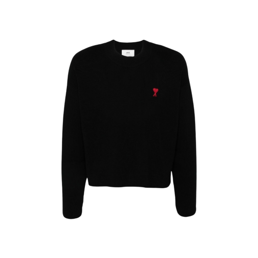 AMI de Coeur Ribbed Crewneck Black