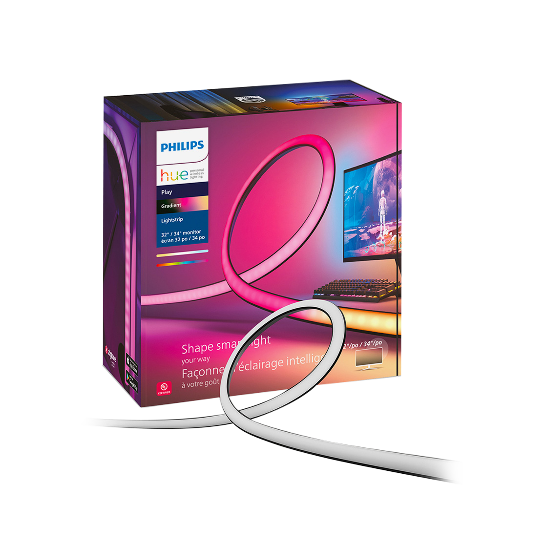 필립스 휴 32-34 플레이 그라디언트 PC 모니터 라이트스트립 81-86cm(Philips Hue Gradient PC 32-34 strip 81-86cm) - 2