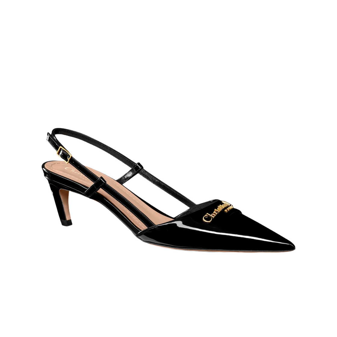 (W) 디올 마이 디올 슬링백 펌프 페이턴트 카프스킨 블랙((W) Dior My Dior Slingback Pump Patent Calfskin Black) - 2