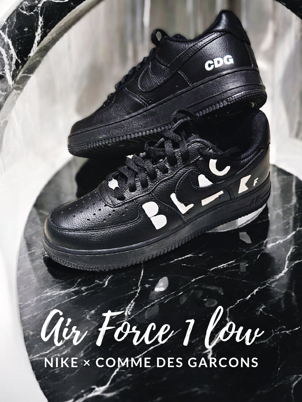 Nike x Comme des Garcons Black Air Force 1 Low Retro SP Black 착용 스타일