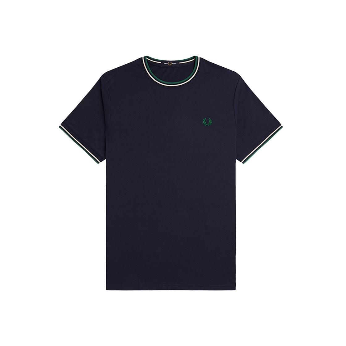 AFPM2511588-Y30 Fred Perry Twin Tipped T-Shirt Dark Carbon/Light Ecru/Label Green