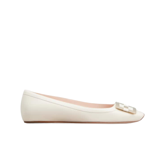(W) Roger Vivier Trompette Ballerinas in Leather Off White