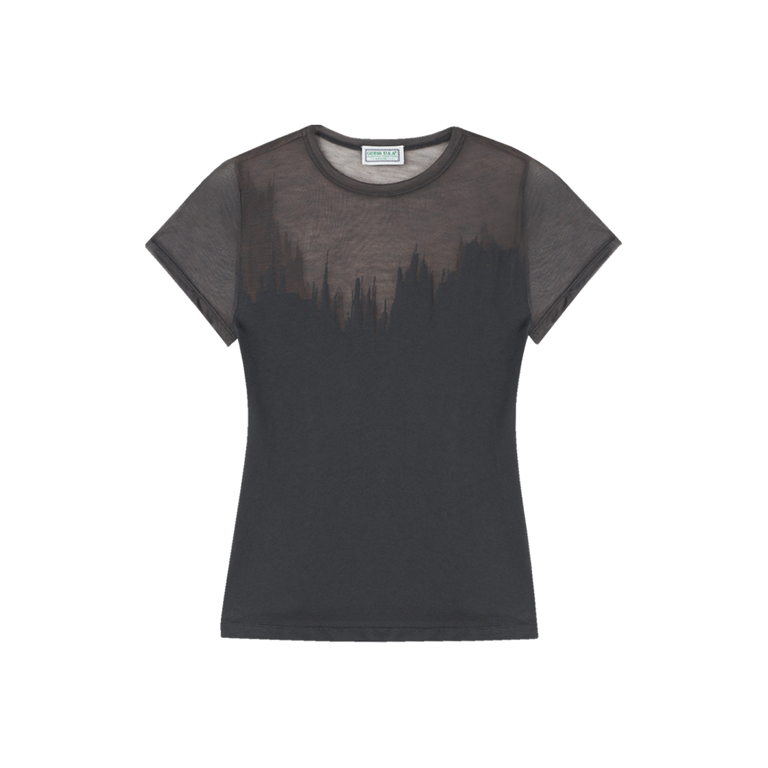 게스 USA 우먼 쇼트 슬리브 번아웃 워시드 아웃 블랙 - 25SS(Guess USA Women Short Sleeve Burnout Washed Out Black - 25SS)