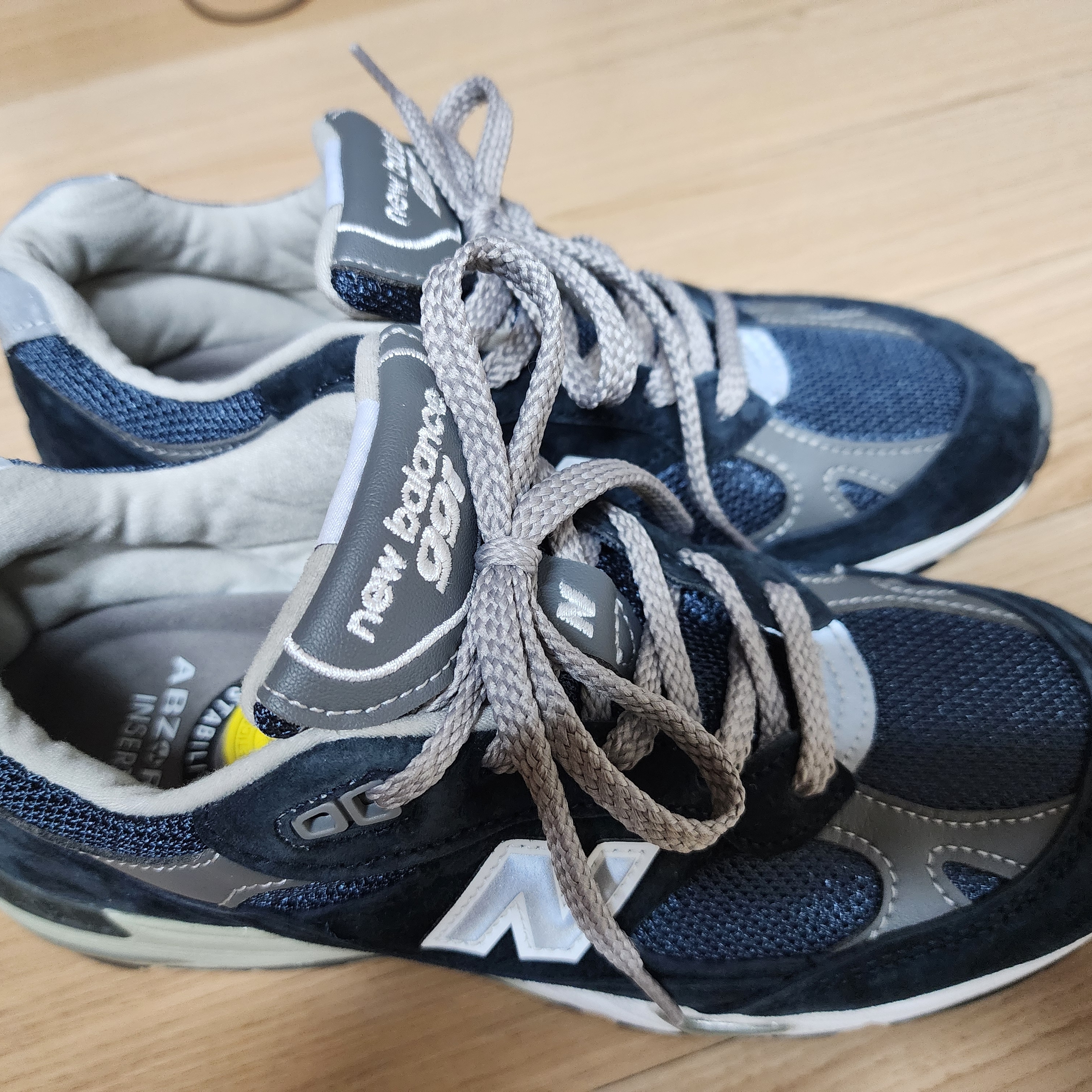 (W) New Balance 991 Made in UK Navy 착용 스타일 - 3