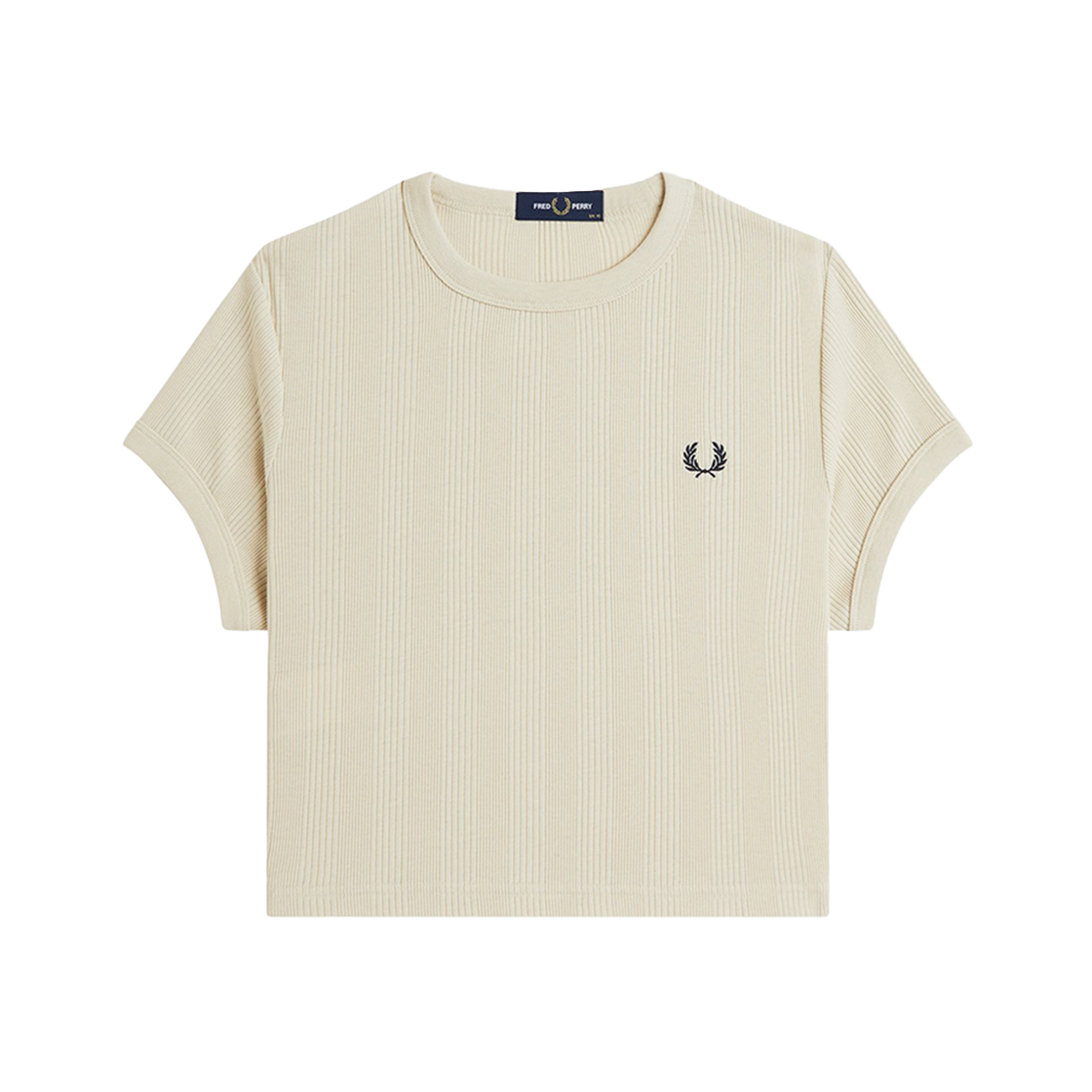 AFPF2519168-691 Fred Perry Womens Cropped Ribbed T-Shirt Oatmeal