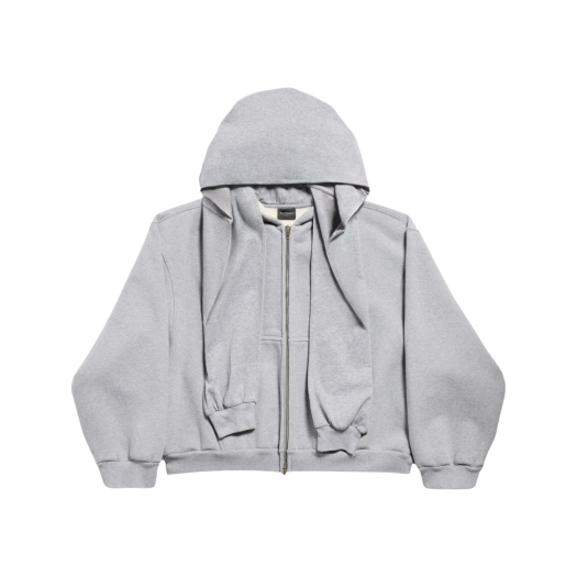 Balenciaga Incognito Boxy Large Fit Zip-Up Hoodie Grey Silver