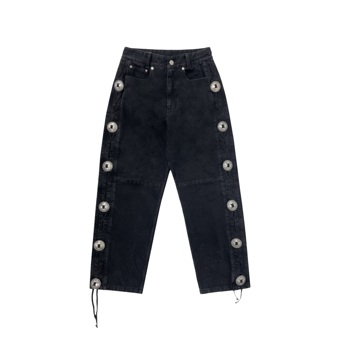 PG24CLMB02BK Project G/R x MFM333. Side Slit Concho Denim Pants Black - 대표 이미지 #1