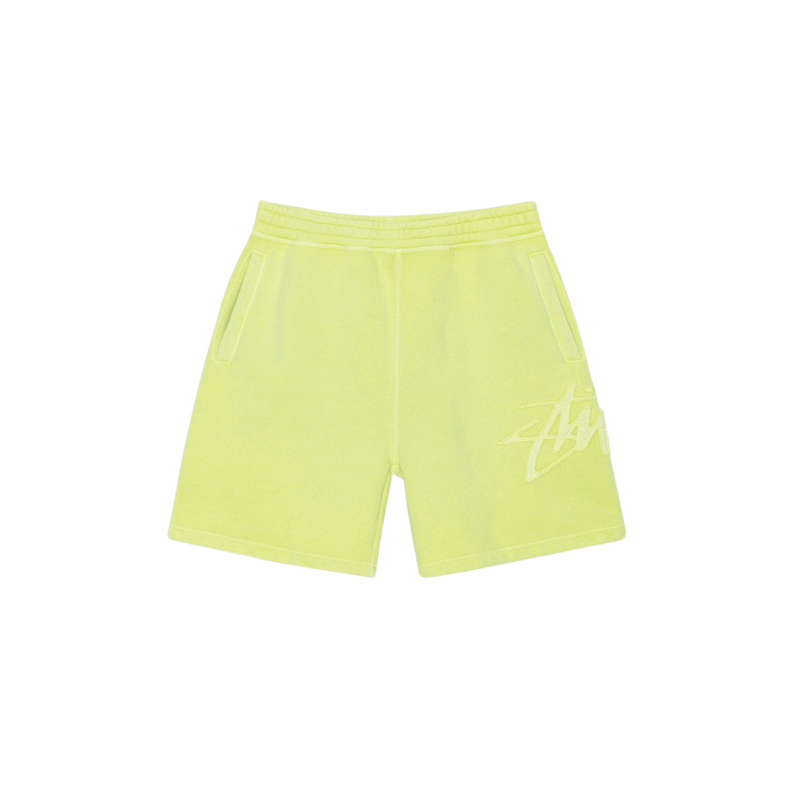 112311 Stussy Tonal Applique Fleece Shorts Lime - 대표 이미지 #1
