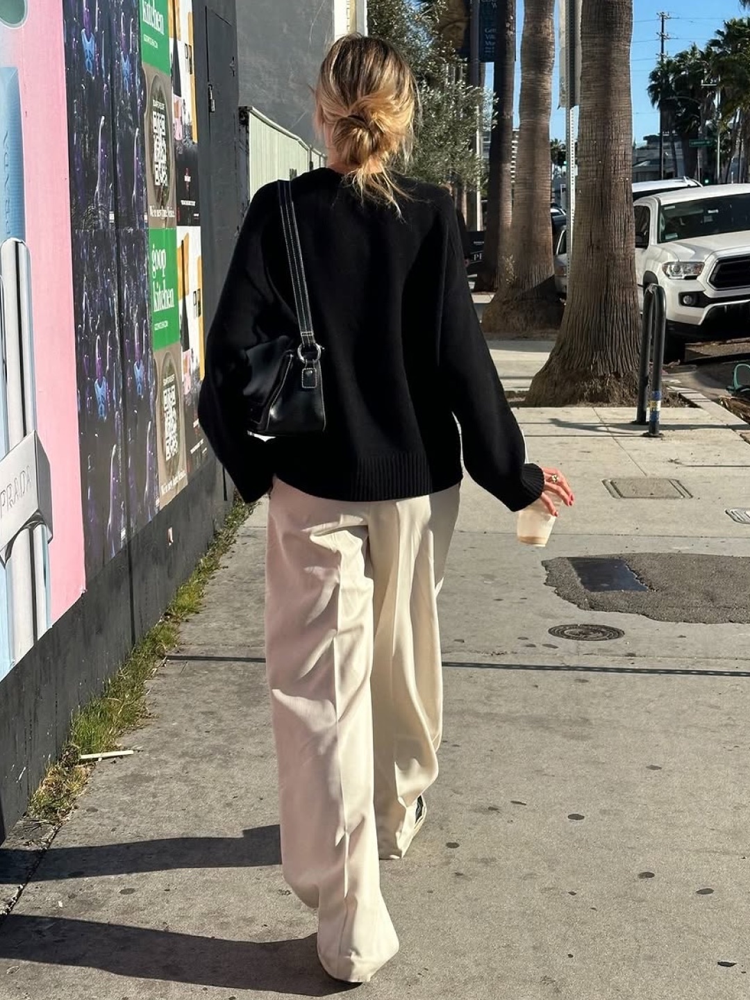 Siyazu SIPT7021 Double Weave Long Wide SL Ash Beige, Zara x Ader Error Slit Jeans Black 착용 스타일 - 2