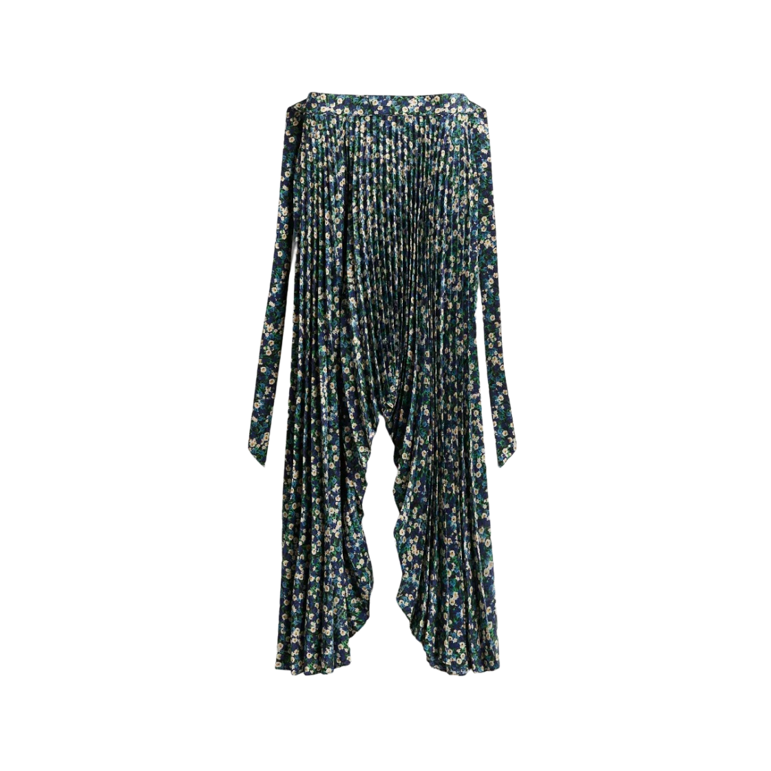 1212502002 (W) H&M x Rokh Floral-Patterned Pleated Skirt Bright Blue Floral - 대표 이미지 #1