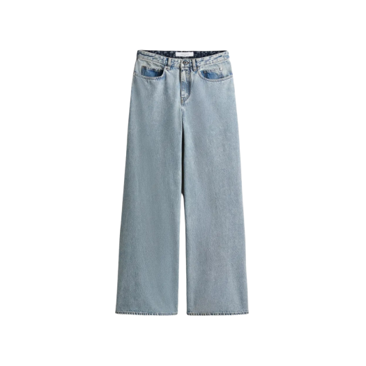 (W) H&M x Rokh Two Tone Baggy Jeans Light Denim Blue Denim Blue