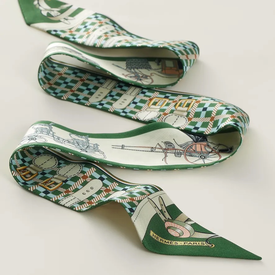 (W) Hermes Les Voitures Nouvelles Twilly Emeraude Creme Ciel 착용 스타일 - 2