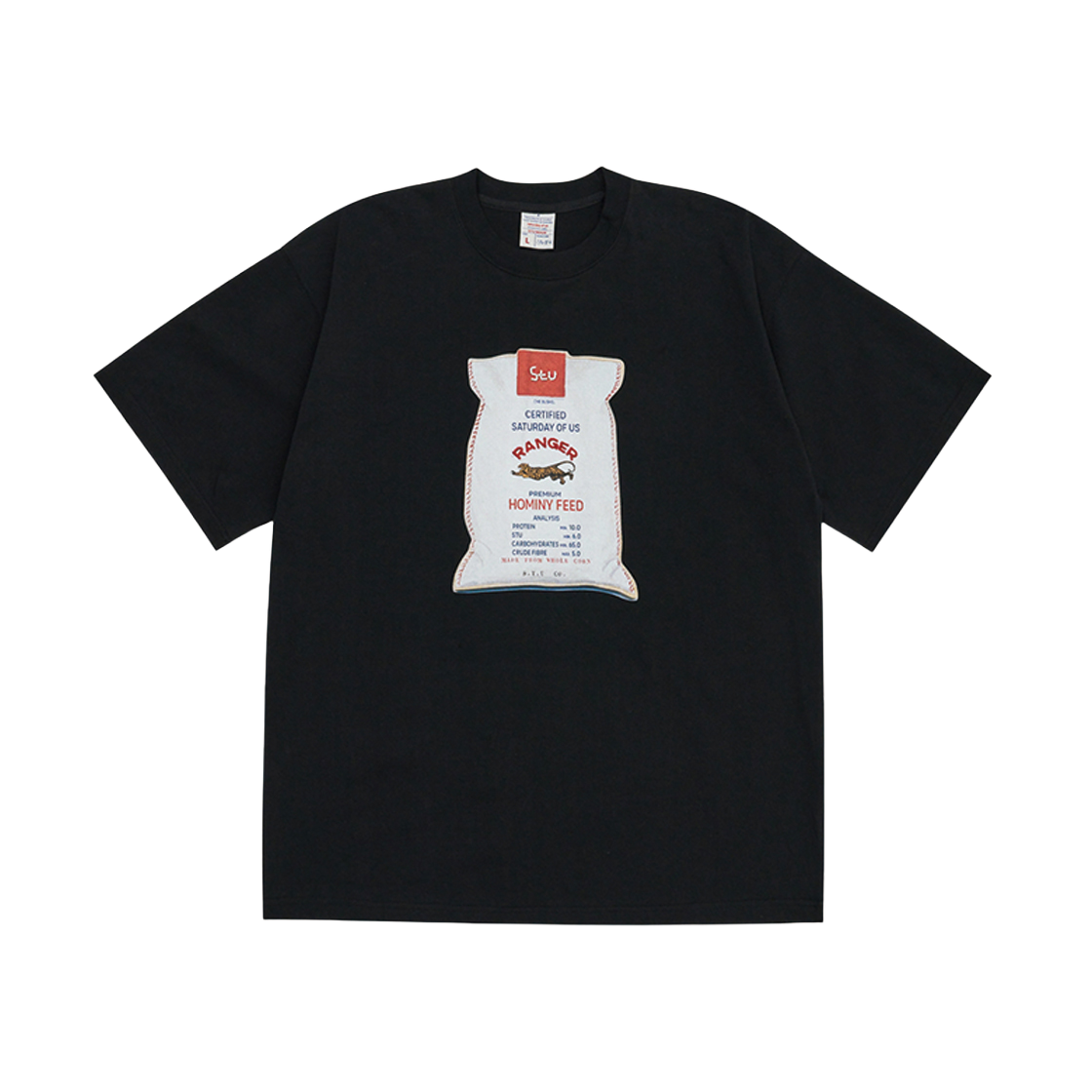 ST2405TS08 STU Burlap Bag Printing Beads T-shirt Black - 대표 이미지 #1