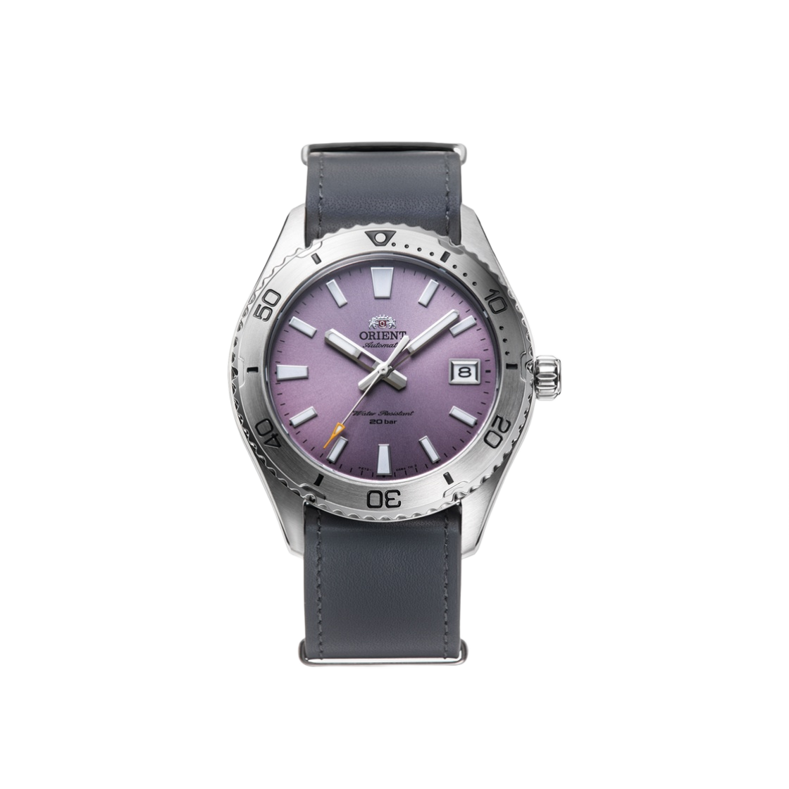 오리엔트 마코 40 39.9mm 오토메틱 스테인리스 스틸 레더 라일락 다이얼(Orient Mako 40 39.9mmAutomatic Stainless Steel Leather Lilac Dial)