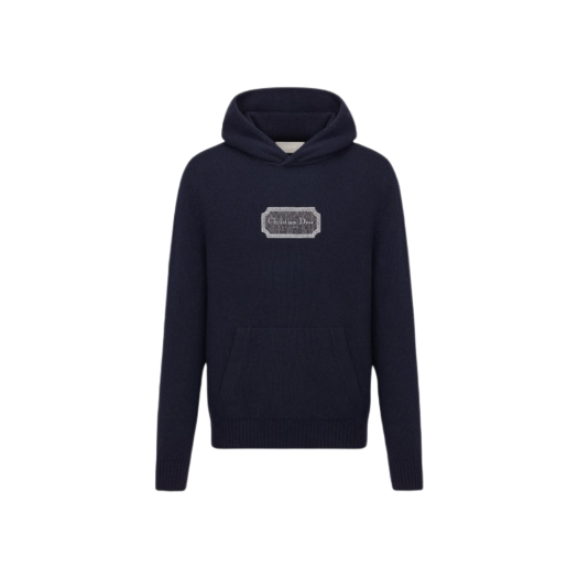 Dior Cashmere Jersey Hooded Sweatshirt Blue