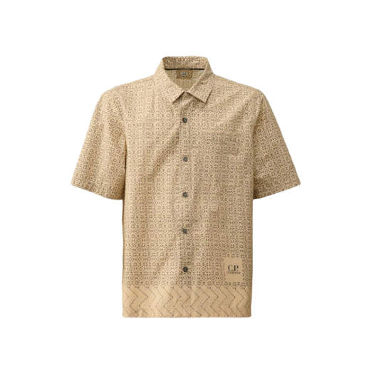 C.P. Company Linen Short Sleeved Shirt Pistachio Shell Beige - 24SS