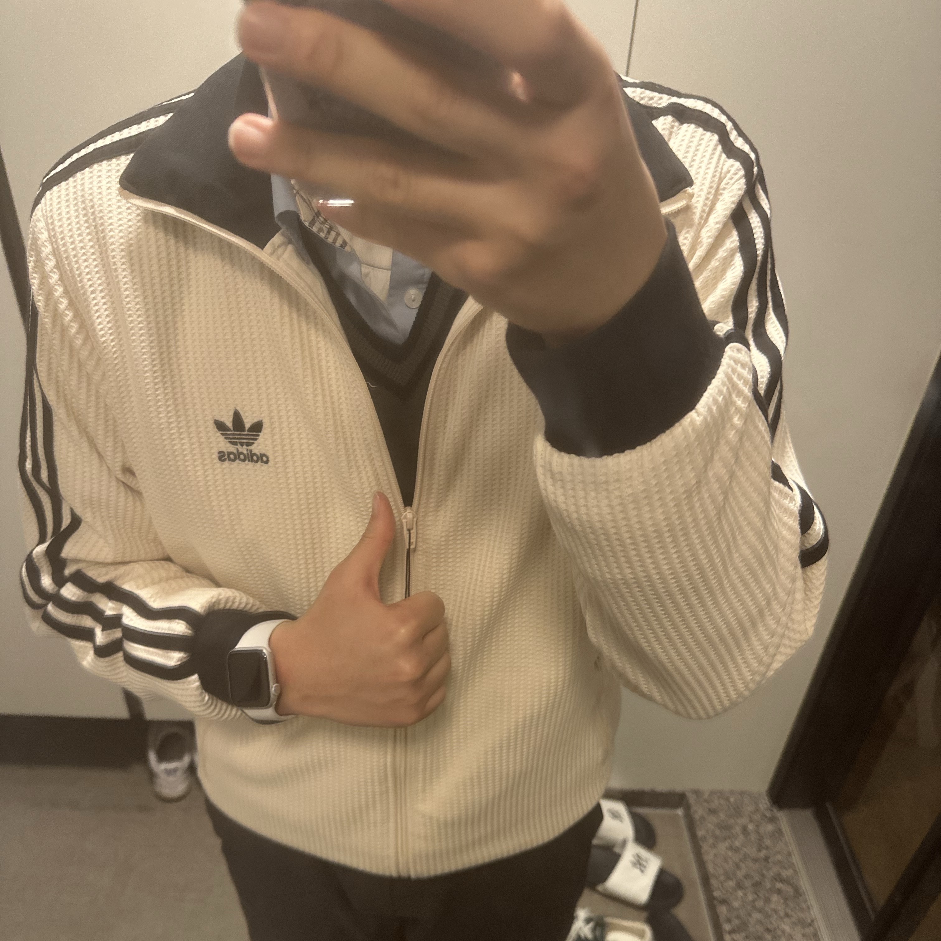 Adidas Waffle Beckenbauer Track Top Wonder White - KR Sizing 착용 스타일 - 2