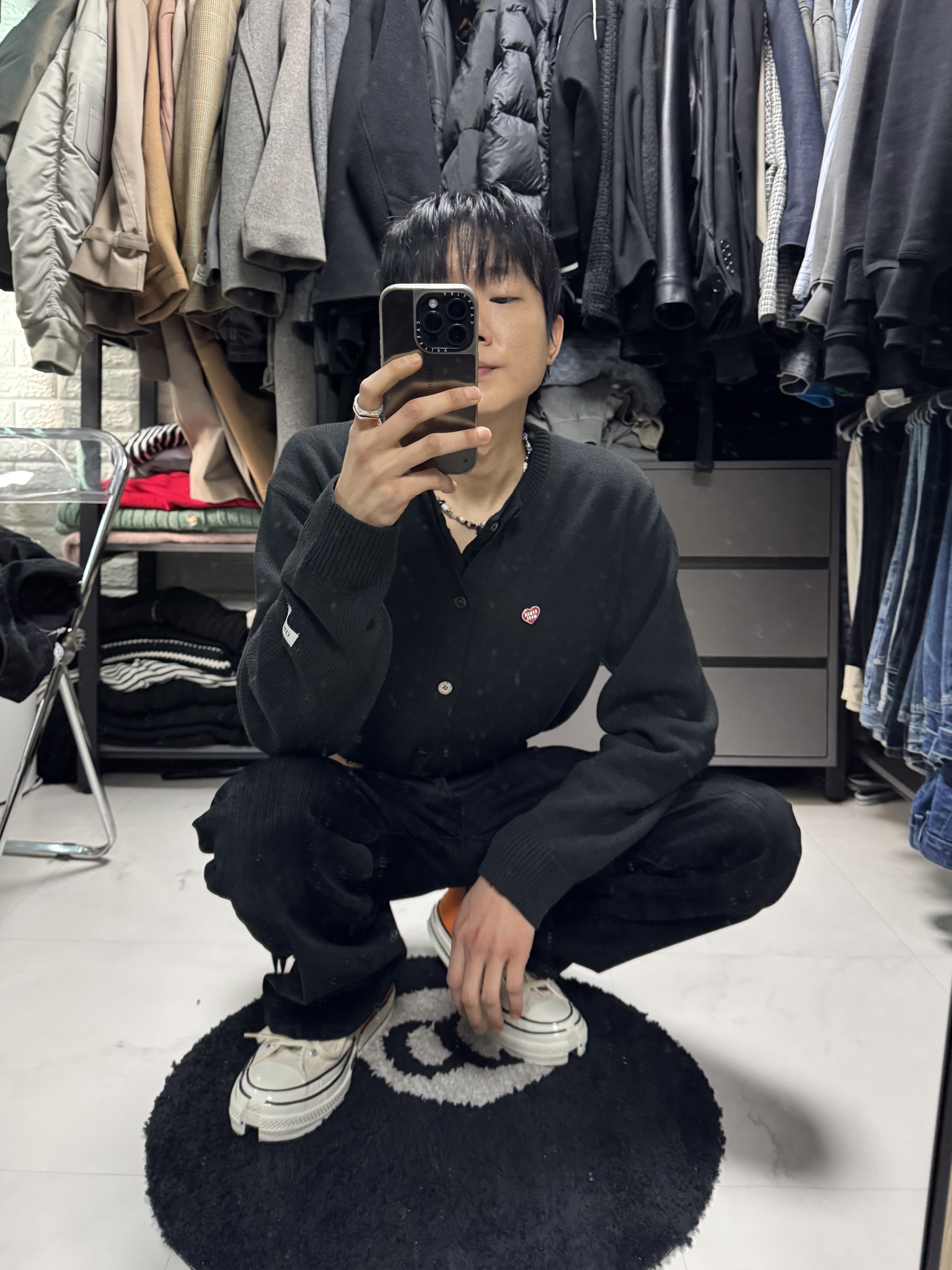 Converse x Feng Chen Wang Chuck 70 2-in-1 Persimmon Orange, Human Made Animal Keychain #2 Silver 착용 스타일 - 3